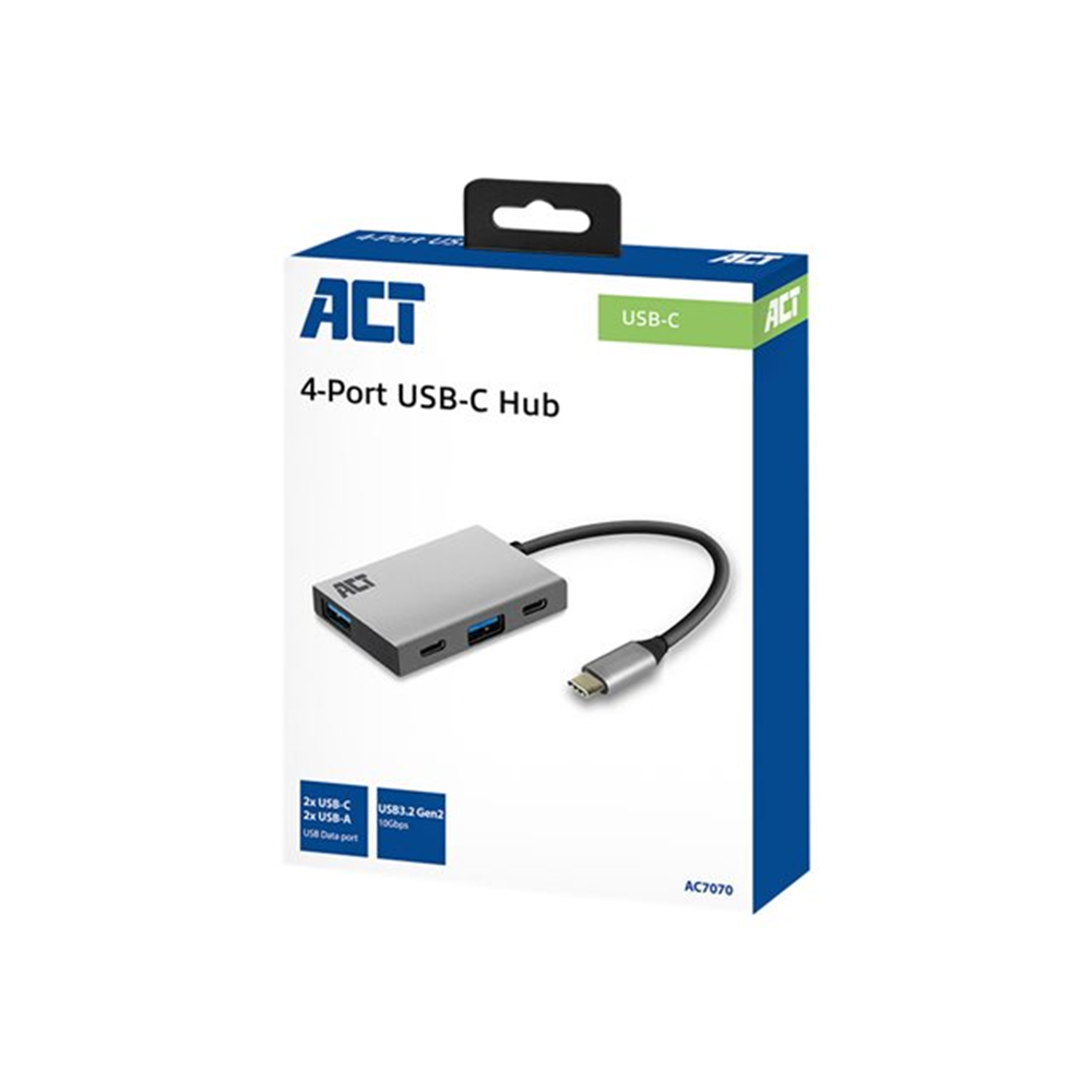 USB-C to USB-C Hub 2 ports & USB-A 2 ports metal housing