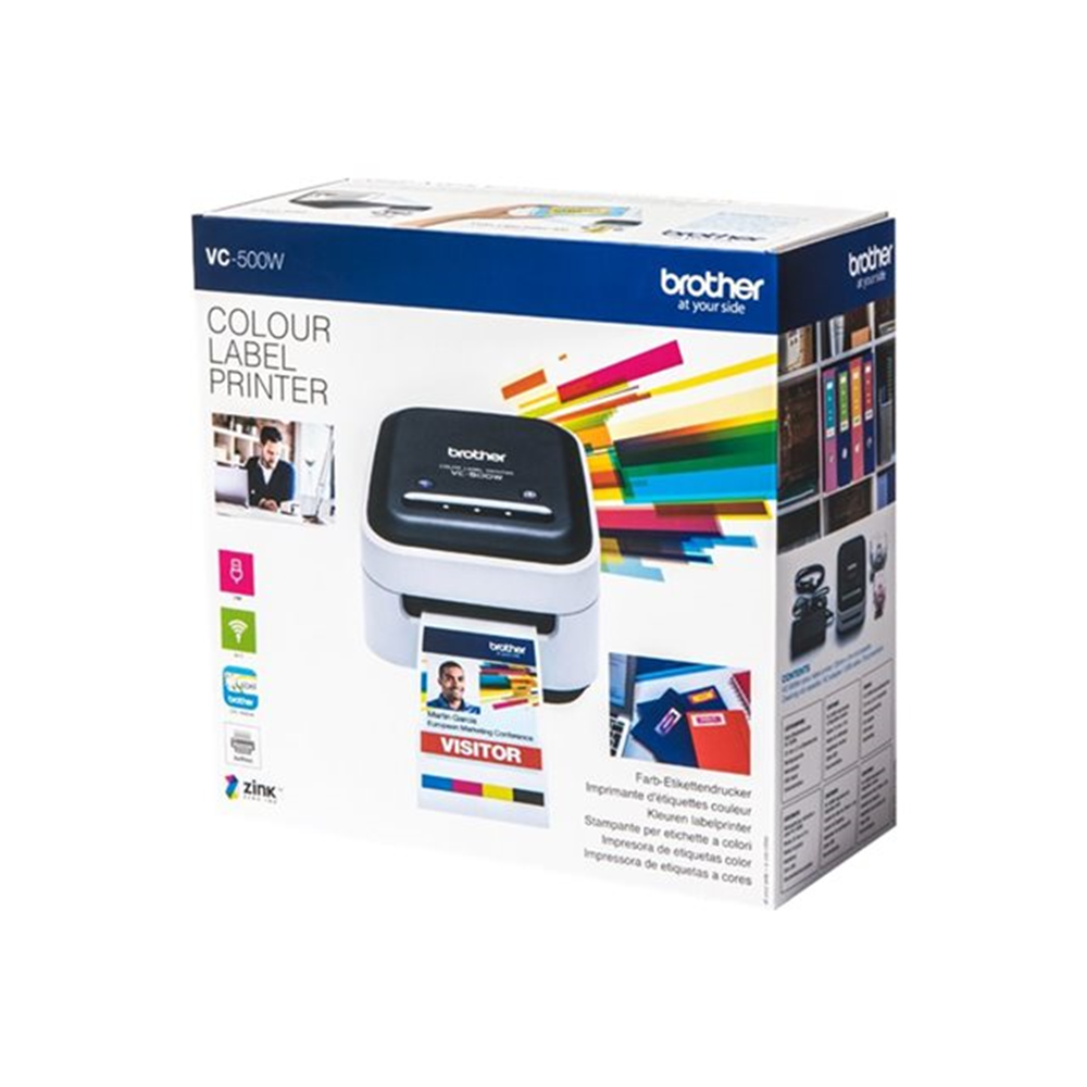 VC-500W full colour label printer - CZ-labeltapes-ZINK Zero kleurenprinter-313 dpi-automatisch-cutter-easy-peel-functie-USB 2.0 Hi-Speed-Wifi