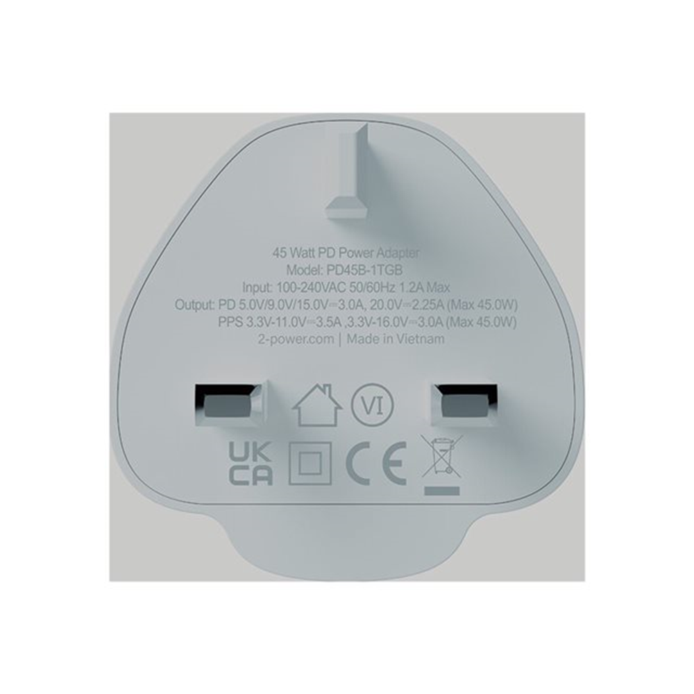 Wall Charger PD 45W GaN 1 x USB-C UK Wall Charger PD 45W GaN 1 x USB-C UK