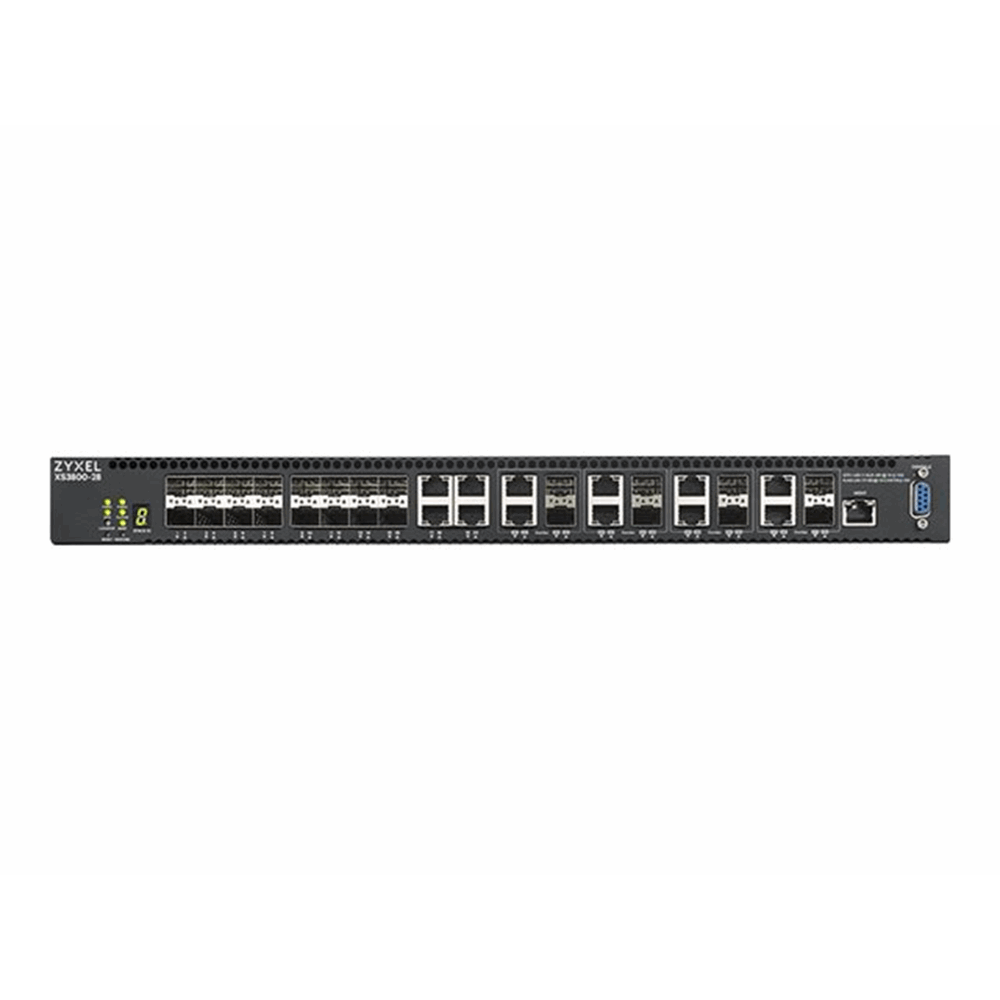 Zyxel XS3800-28  28-port 10GbE L2+ Switch  MultiGig  12x 10G Copper  8x 10G dual pers.  8x 10G SFP+.