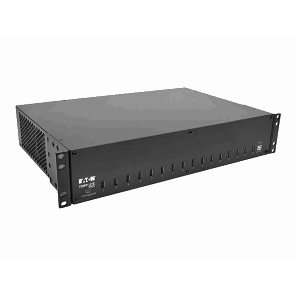 16-Port USB Charging Station with Syncing 230V 5V 40A 200W USB Charger Output 2U Rack-Mount