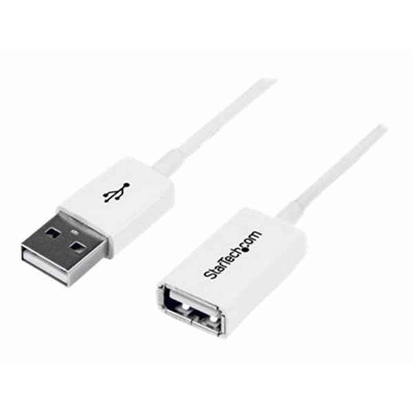 1m White USB 2.0 Extension Cable - M/F