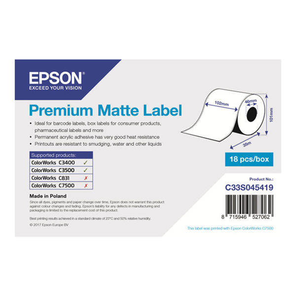 1ROLL PREMIUM MATTE LABEL CONT