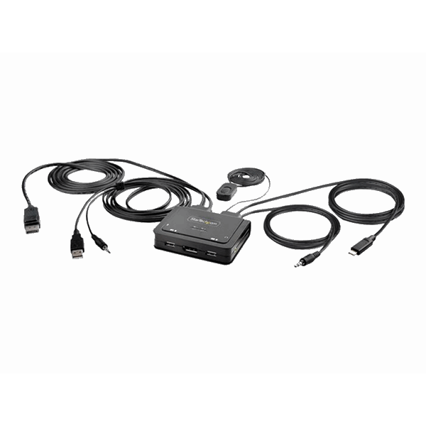 2-Port Hybrid Cable KVM Switch 4K DP