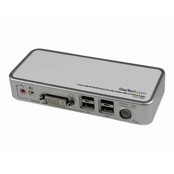 2 Port USB DVI KVM Switch Kit w/Cables