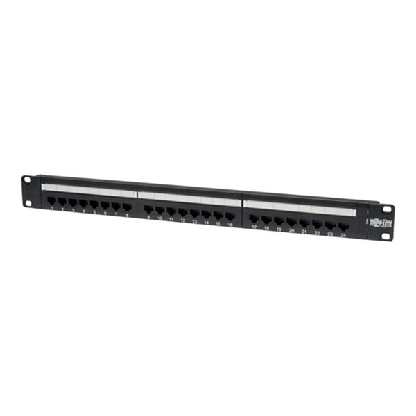 24-Port 1U Rack-Mount Cat6 Cat5 Feedthrough Patch Panel RJ45 Ethernet TAA