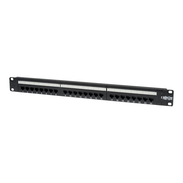 24-Port 1U Rack-Mount Cat6 Cat5 Feedthrough Patch Panel RJ45 Ethernet TAA