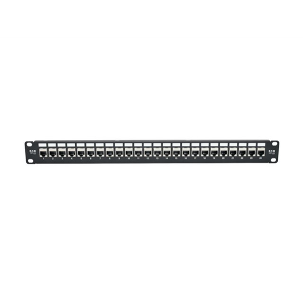 24-Port 1U Rack-Mount STP Shielded Cat6a Feedthrough Patch Panel RJ45 Ethernet TAA