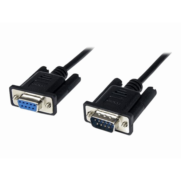 2m Black DB9 RS232 Null Modem Cable F/M