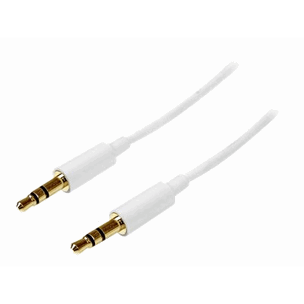 2m White Slim 3.5mm Stereo Audio Cable