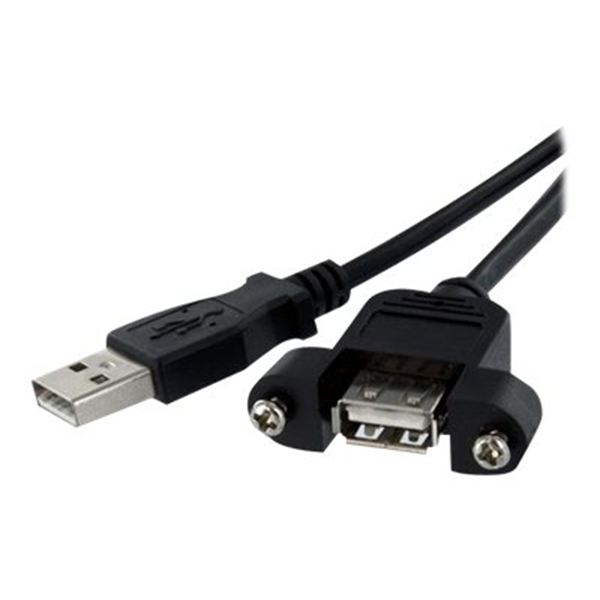 3 ft Panel Mount USB Cable A to A - F/M