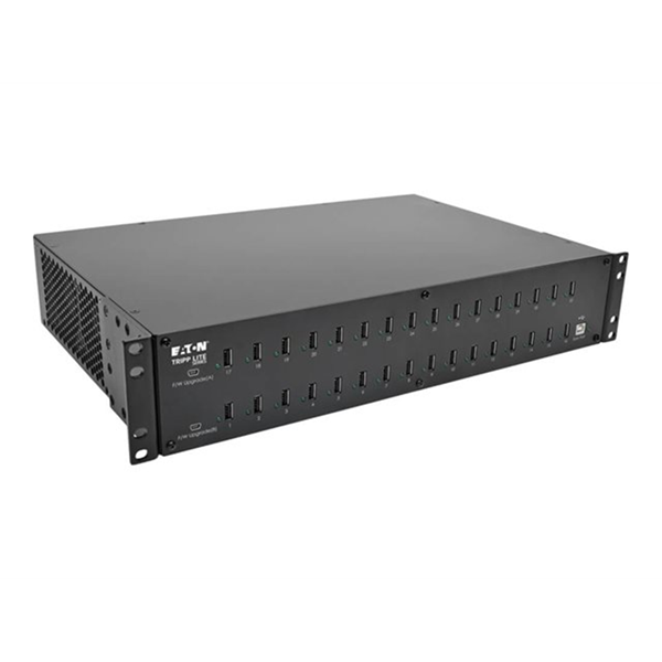 32-Port USB Charging Station with Syncing 230V 5V 80A 400W USB Charger Output 2U Rack-Mount