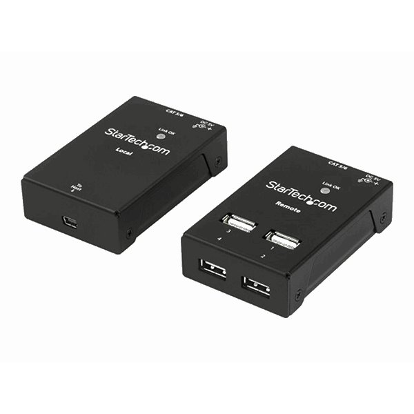 StarTech.com 4-Port USB 2.0 Extender - 165ft (50m) USB Over Cat5/Cat6 Extender - Compact USB 2.0 Over Ethernet Extender (USB2004EXTV)