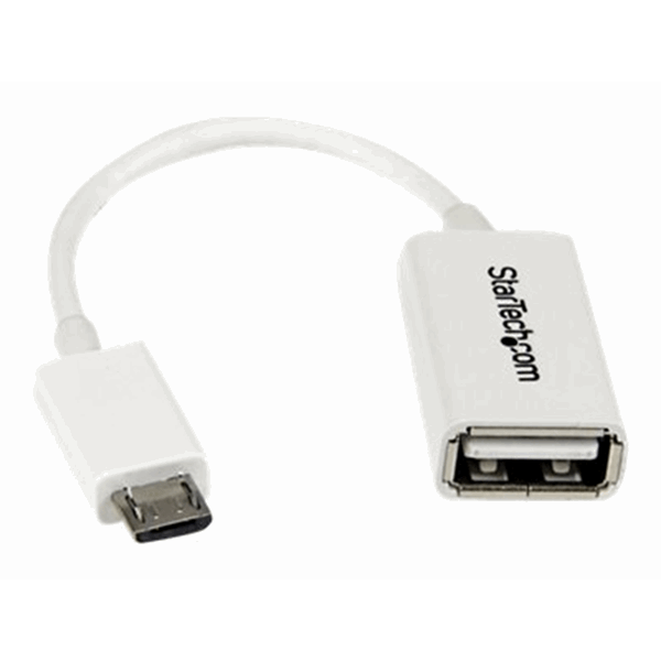5in White Micro USB to USB OTG Adapter