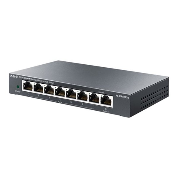 8-Port Gigabit Managed Reverse PoE Switch PORT: 7x Gigabit Passive PoE In Ports1x Gigabit Passive PoE Out Port 1x 5V/12V DC Out Port