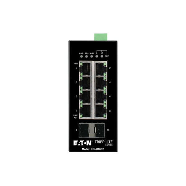 8-Port Unmanaged Industrial Gigabit Ethernet Switch - 10/100/1000 Mbps 2 GbE SFP Slots -40 to 75C DIN Mount 8-Port Unmanaged Industrial Gigabit Ethernet Switch - 10/100/1000 Mbps 2 GbE SFP Slots -40 to 75C DIN Mount