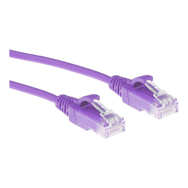 ACT Paarse 1 meter LSZH U/UTP CAT6 datacenter slimline patchkabel snagless met RJ45 connectoren