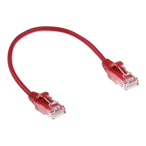 ACT Rode 0.5 meter LSZH U/UTP CAT6 datacenter slimline patchkabel snagless met RJ45 connectoren