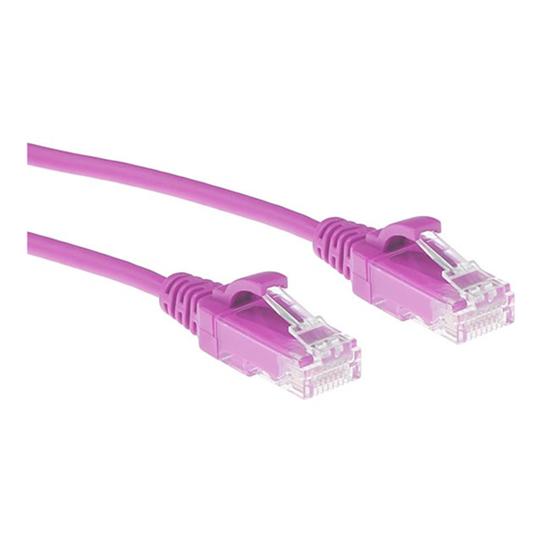 ACT Roze 1 meter LSZH U/UTP CAT6 datacenter slimline patchkabel snagless met RJ45 connectoren