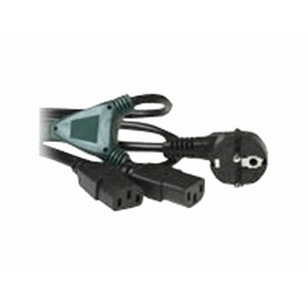 ACT Stroom splitskabel randaarde stekker CEE7/7 male (haaks) - C13 splitsing op: 1 20 m