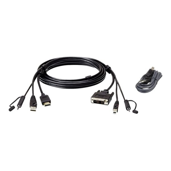 Aten HDMI to DVI-D USB USB KVM Cable with Audio: 1 8M USB HDMI to DVI-D Secure KVM