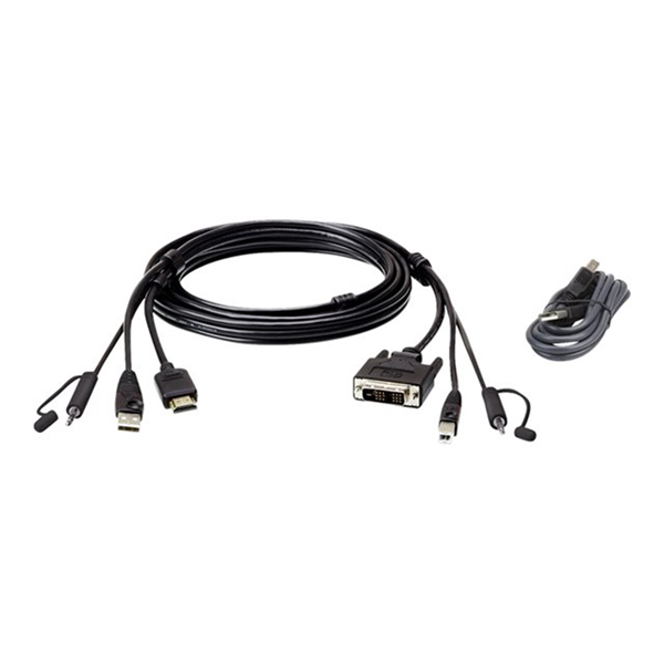 Aten HDMI to DVI-D USB USB KVM Cable with Audio: 1 8M USB HDMI to DVI-D Secure KVM