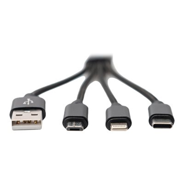 Charger Cable 3-in-1 USB A Lightning+mic