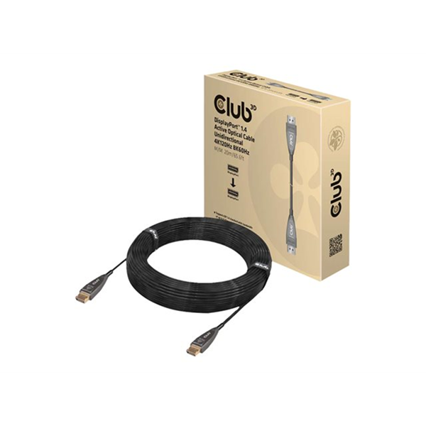 DISPLAYPORT 1.4 ACTIVE OPTICAL CABLE UNIDIRECTIONAL MALE / MALE 20 METERS/65.62FT .8K @60HZ