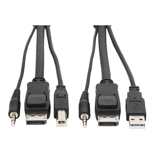 DisplayPort KVM Cable Kit 3 in 1 - 4K DisplayPort USB 3.5 mm Audio (3xM/3xM) 4:4:4 6 ft. (1.83 m) Black