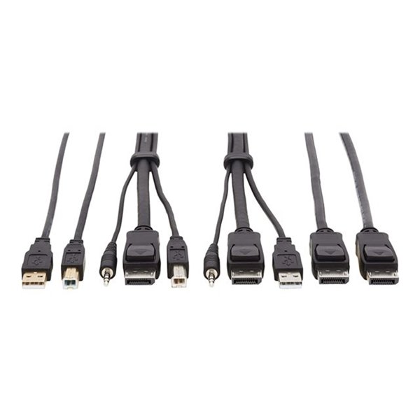 DisplayPort KVM Cable Kit - DP USB 3.5 mm Audio (3xM/3xM) + USB (M/M) + DP (M/M) 4K 6 ft. (1.83 m) Black