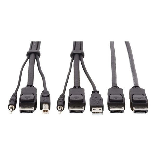 Dual DisplayPort KVM Cable Kit - DP USB3.5 mm Audio (3xM/3xM) + DP (M/M) 4K 4:4:4 6 ft. (1.83 m) Black