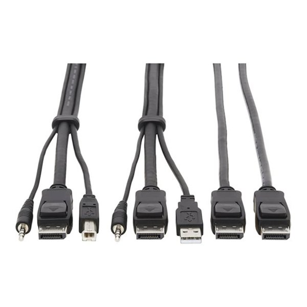Dual DisplayPort KVM Cable Kit - DP USB3.5 mm Audio (3xM/3xM) + DP (M/M) 4K 4:4:4 6 ft. (1.83 m) Black