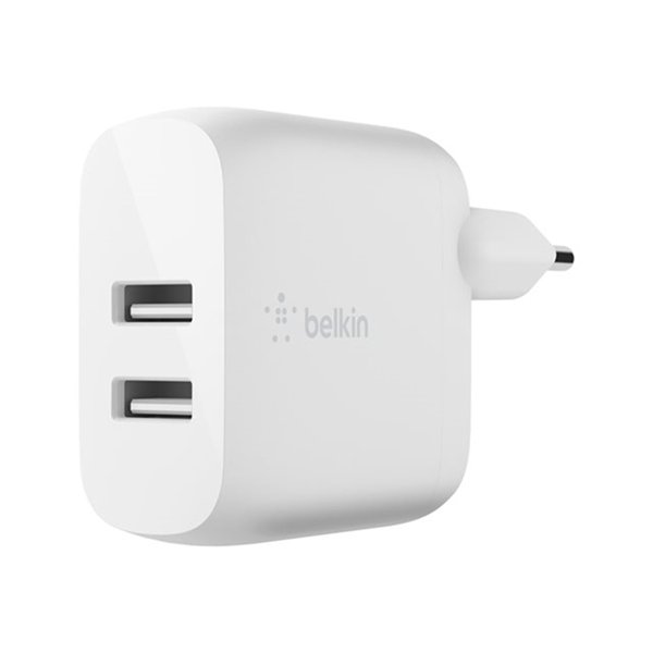 Dual USB-A Wall Charg w/1M PVC A-LTG 24W