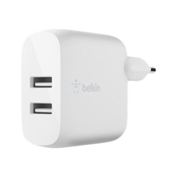 Dual USB-A Wall Charger 12W X2 White