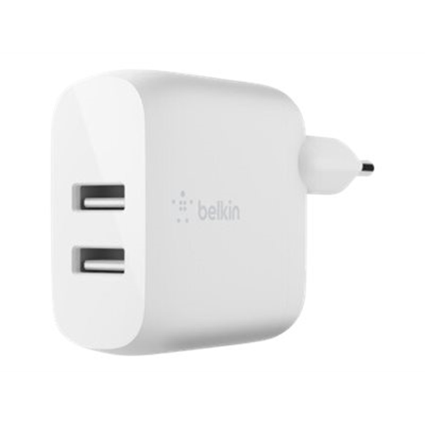 Dual USB-A Wall Charger 12W X2 White