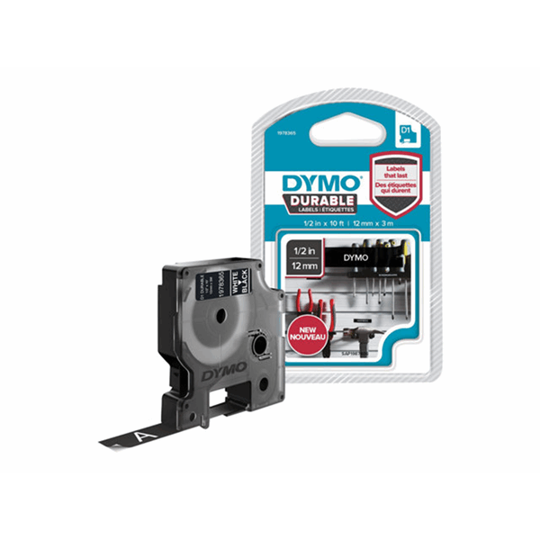 DURABLE D1 TAPE WIT/ZWART 12MM *3M