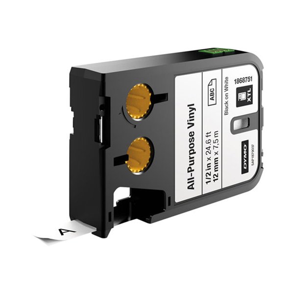 DYMO XTL 1/2i (12 mm) All-Purpose VinylBlack on White