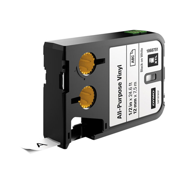 DYMO XTL 1/2i (12 mm) All-Purpose VinylBlack on White
