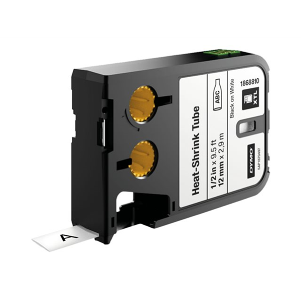 DYMO XTL 1/2i (12 mm) Heat-Shrink Tube Black on White