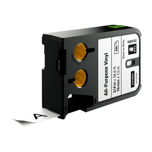 DYMO XTL 3/4i (19 mm) All-Purpose VinylBlack on White