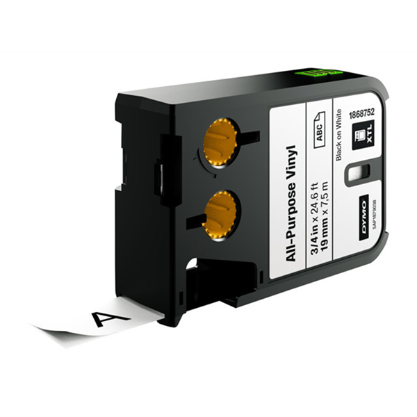 DYMO XTL 3/4i (19 mm) All-Purpose VinylBlack on White