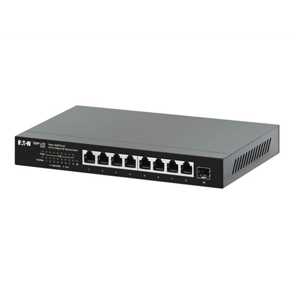 Eaton Tripp Lite series Desktop Gigabit Ethernet Unmanaged Switch, PoE+ Pass-Through 8-Port 2.5 Gbps 100W Metal Eaton Tripp Lite series Desktop Gigabit Ethernet Unmanaged Switch, PoE+ Pass-Through 8-Port 2.5 Gbps 100W Metal
