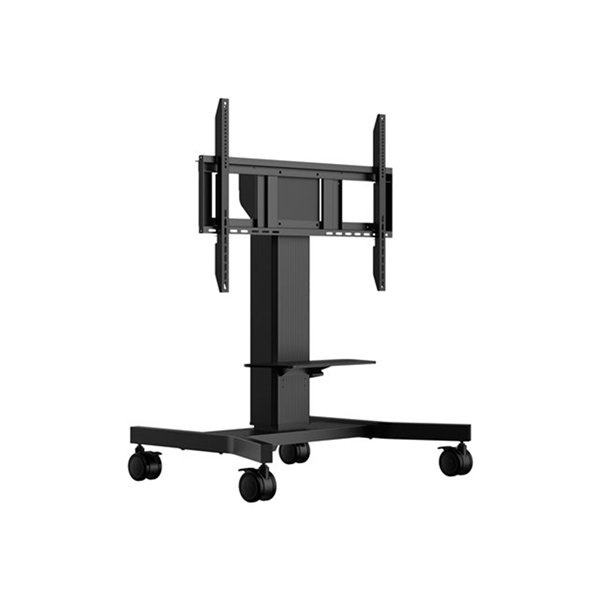 Floor lift on wheels for (touch-) flat screens with table