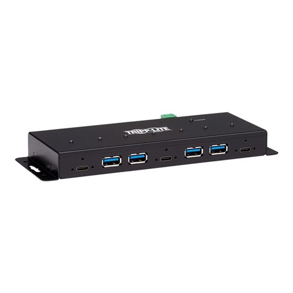 Industrial 7-Port USB-C Hub Gen2 10G 4xUSB-A and 3x USB-C Ports W 15Kv ESD Immunity 2Kv Surge