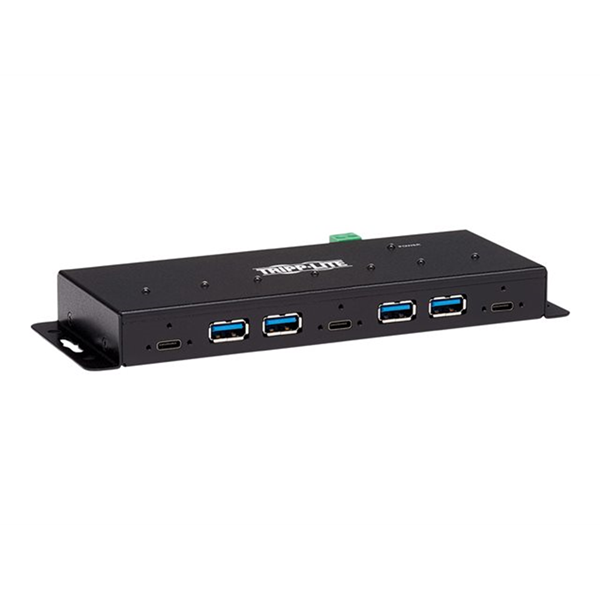 Industrial 7-Port USB-C Hub Gen2 10G 4xUSB-A and 3x USB-C Ports W 15Kv ESD Immunity 2Kv Surge