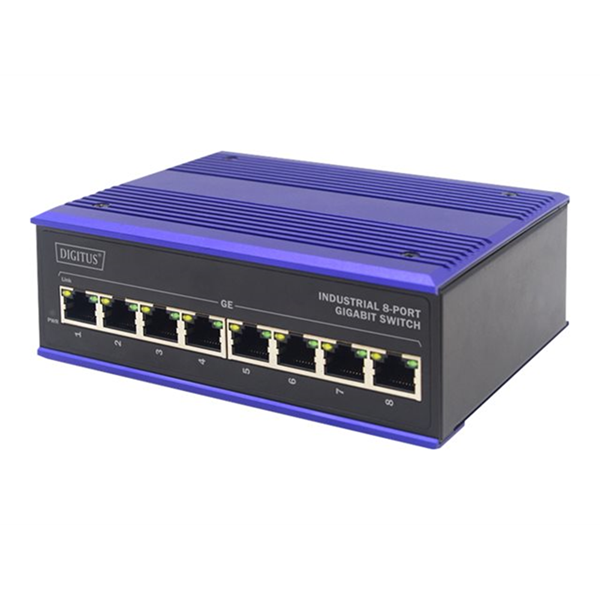 Industrial 8-Port Gigabit Switch DIN rai