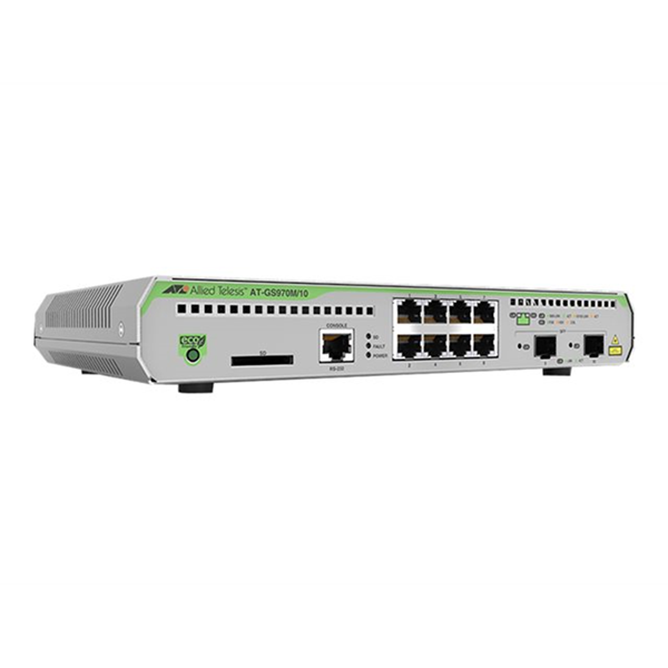 L3 switch with 8 x 10/100/1000T ports and  2 x 100/1000X SFP ports