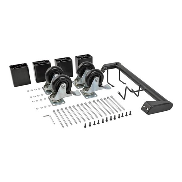 Mobile Cart Conversion Kit with Handle Casters and Power Cord Manager for 16-Device AC and USB Charging Stations