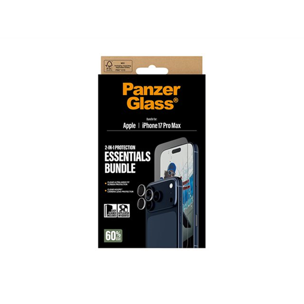 PanzerGlass - 2-in-1 Essentials Bundel - beschermset scherm/lens voor mobiele telefoon