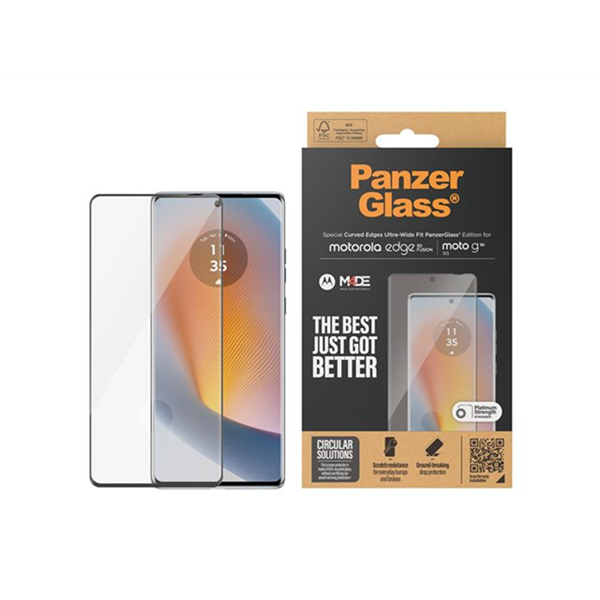PanzerGlass - schermbeschermer voor mobiele telefoon - ultra-brede pasvorm, gebogen randen